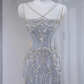 Gorgeous Beaded Tulle Mermaid Ruffled Tulle Spaghetti Strap Evening Gown DP7454