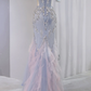 Gorgeous Beaded Tulle Mermaid Ruffled Tulle Spaghetti Strap Evening Gown DP7454