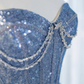 Gorgeous Blue Ombre Sweetheart Sequin Spaghetti Strap Sparkle Tulle Sweet 16 Quinceanera Ball Gown  DP7459