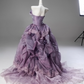 Gorgeous Lilac Tulle 3D Rose Strapless Ruffled Sweet 16 Quinceanera Ball Gown  DP7460