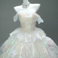 Gorgeous Iridescent Organza Off-Shoulder Ruffled Tiered Sweet 16 Quinceanera Ball Gown  DP7462