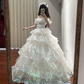 Gorgeous Iridescent Organza Off-Shoulder Ruffled Tiered Sweet 16 Quinceanera Ball Gown  DP7462