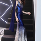 Robe de soirée sirène glamour bleu roi à argent dégradé sequins DP7469