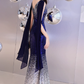 Robe de soirée sirène glamour bleu roi à argent dégradé sequins DP7469