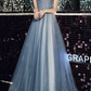 Gorgeous Dusty Blue Sparkle Tulle Off-Shoulder Beaded Sweet 16 Quinceanera Ball Gown  DP7472