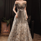 Gorgeous Gray Tulle Floral Embroidery Off-Shoulder Beaded Sweet 16 Quinceanera Ball Gown  DP7473