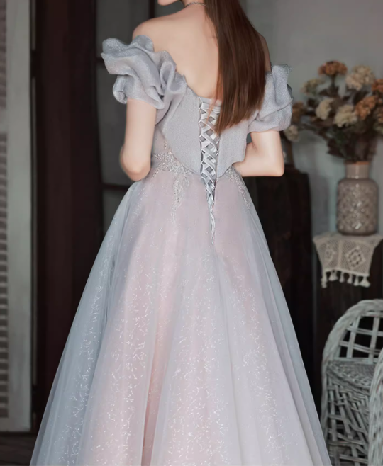 Gorgeous Tulle Off-Shoulder Ruffled Beaded Sweet 16 Quinceanera Ball Gown  DP7478