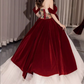 Gorgeous Burgundy Velvet & Ivory Tulle Off-Shoulder 3D Rose Embroidered Sweet 16 Quinceanera Ball Gown DP7479
