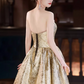 Gorgeous Gold Strapless Sweetheart 3D Floral Sweet 16 Quinceanera Ball Gown DP7485