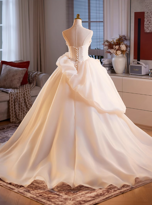 Gorgeous Champagne Strapless  Bow 3D Floral Sweet 16 Quinceanera Ball Gown DP7488