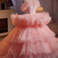 Gorgeous Pink Tiered Tulle Off-Shoulder Ruffled Sweet 16 Quinceanera Ball Gown DP7489