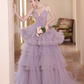 Gorgeous Lilac Tulle Spaghetti Strap Tiered Ruffled Sweet 16 Quinceanera Ball Gown DP7492