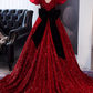Chic Red Sequin Puff Sleeves Bow Sweet 16 Quinceanera Ball Gown DP7498