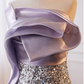 Vintage Silver Sequin Mermaid One-Shoulder Satin Bow Prom Dress Evening Gown DP7509
