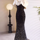 Vintage Black Sequin Mermaid Off-the-Shoulder Prom Dress DP7516