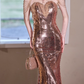 Glamorous Rose Gold Sequin Beaded Halter Neck Prom Dress DP7523