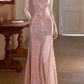 Chic Iridescent Pink Sequin Sleeveless Prom Dress DP7528