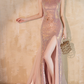 Chic Iridescent Pink Sequin Sleeveless Prom Dress DP7528