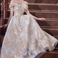 Glamorous Champagne Off-Shoulder 3D Floral Gold Embroidery Sweet 16 Quinceanera Ball Gown DP7543
