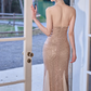 Glamorous Champagne Sequin Halter Neck Mermaid Prom Dress DP7544
