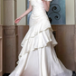 Glamorous Ivory Satin Off-Shoulder Mermaid Ruffled Prom Dress DP7558