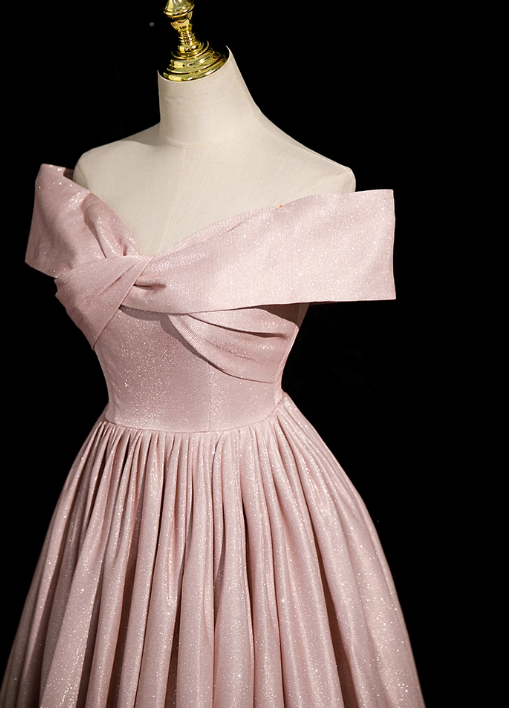 Glamouröses, rosa-blaues Ombré-Abendkleid in A-Linie mit Glitzerstoff, schulterfrei, DP7559