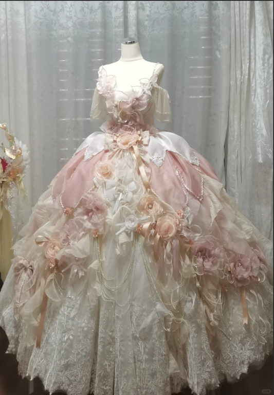 Glamorous Off-Shoulder 3D Floral & Lace Princess Sweet 16 Quinceanera Ball Gown DP7547