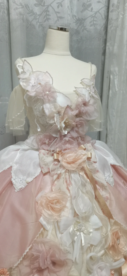 Glamorous Off-Shoulder 3D Floral & Lace Princess Sweet 16 Quinceanera Ball Gown DP7547