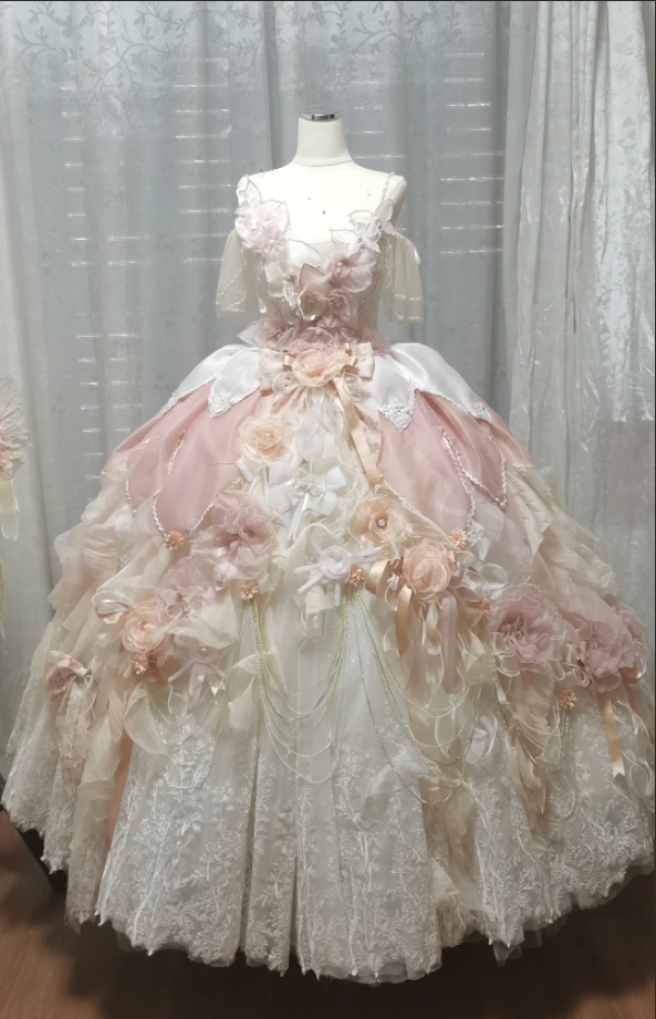 Glamorous Off-Shoulder 3D Floral & Lace Princess Sweet 16 Quinceanera Ball Gown DP7547