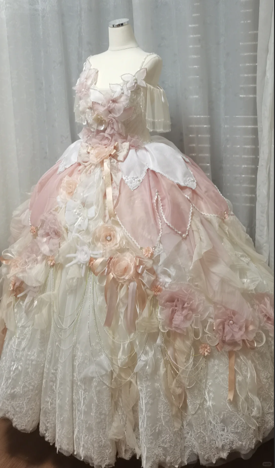 Glamorous Off-Shoulder 3D Floral & Lace Princess Sweet 16 Quinceanera Ball Gown DP7547