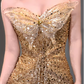 Vintage Rose Gold Sequin Mermaid Evening Gown Off-the-Shoulder Bow Accent Formal Train Prom Dress DP7583