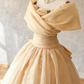 Vintage Ivory Off-the-Shoulder Draped Bodice Tulle Formal Sweet 15 Quinceanera Ball Gown DP7585