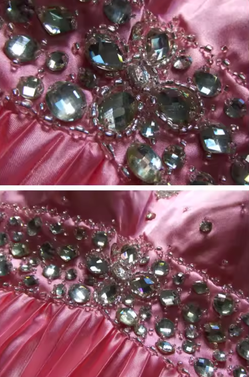 Robe de soirée glamour rose fuchsia à col halter ornée de perles, robe de bal plissée en satin DP7604