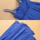 Elegantes königsblaues Abendkleid mit Spaghettiträgern, perlenbesetzt, gerafft, Chiffon, Midi-Länge, DP7609