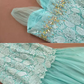 Glamorous Mint Green Mermaid Cocktail Dress Lace Bodice Tulle Ruffle Prom Dress DP7611