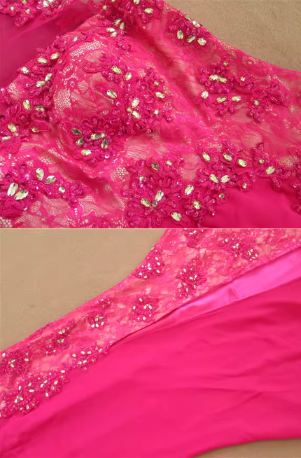 Glamorous Hot Pink Sleeveless Evening Gown Sequin Mermaid Prom Dress DP7612