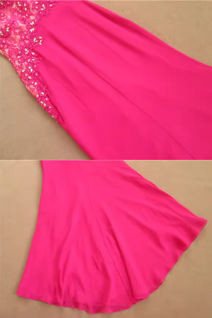 Glamorous Hot Pink Sleeveless Evening Gown Sequin Mermaid Prom Dress DP7612