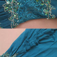 Elegant Teal Strapless Evening Gown Sequin Bodice Chiffon Prom Dress DP7617