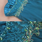 Elegant Teal Strapless Evening Gown Sequin Bodice Chiffon Prom Dress DP7617