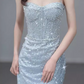 Glamorous Light Blue Sequin Mermaid Gown Spaghetti Strap Sweetheart Neckline Sparkle Train Prom Dress DP7633