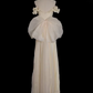 Vintage Ivory Off-the-Shoulder Ruffled Bodice Sheer Ruched Wedding Dress DP7634