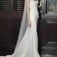 Elegant White Sheath Draped Floor-Length Sheath Wedding Dress DP7665