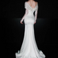 Elegant White Satin Mermaid Off-the-Shoulder Tulle Sleeves & Train Wedding Dress DP7667