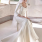 Elegant Cream Mermaid Long-Sleeve Square Neck Wedding Dress DP7670
