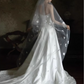 Elegant White Strapless Satin 3D Floral Applique A-Line Train Wedding Dress DP7671