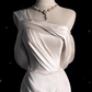 Elegant Satin One-Shoulder Mermaid Draped  Wedding Dress DP7673