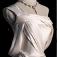 Elegant Satin One-Shoulder Mermaid Draped  Wedding Dress DP7673