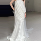 Elegant Ivory Halter Neck Sheer Tulle Ruched Mermaid Wedding Dress DP7677