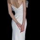 Vintage White Satin Off-the-Shoulder Bow Mermaid Wedding Dress DP7680