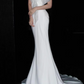 Vintage White Satin Off-the-Shoulder Bow Mermaid Wedding Dress DP7680